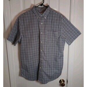 Mens Saddlebred Short Sleeve Button Down Medium Shirt Checkered Blue